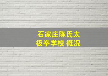 石家庄陈氏太极拳学校 概况